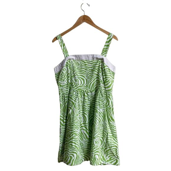One-of-a-kind handmade bright green zebra print sundress, size L - Picture 1 of 3